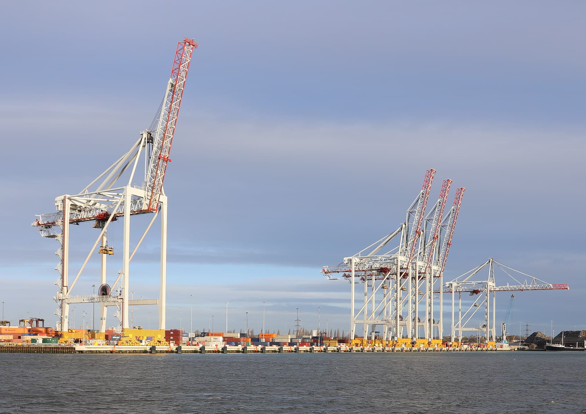 Container cranes at a port